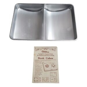 Wilton Vtg 1977 Open Book Cake Pan 502-7466 Silver Aluminum with Instructions